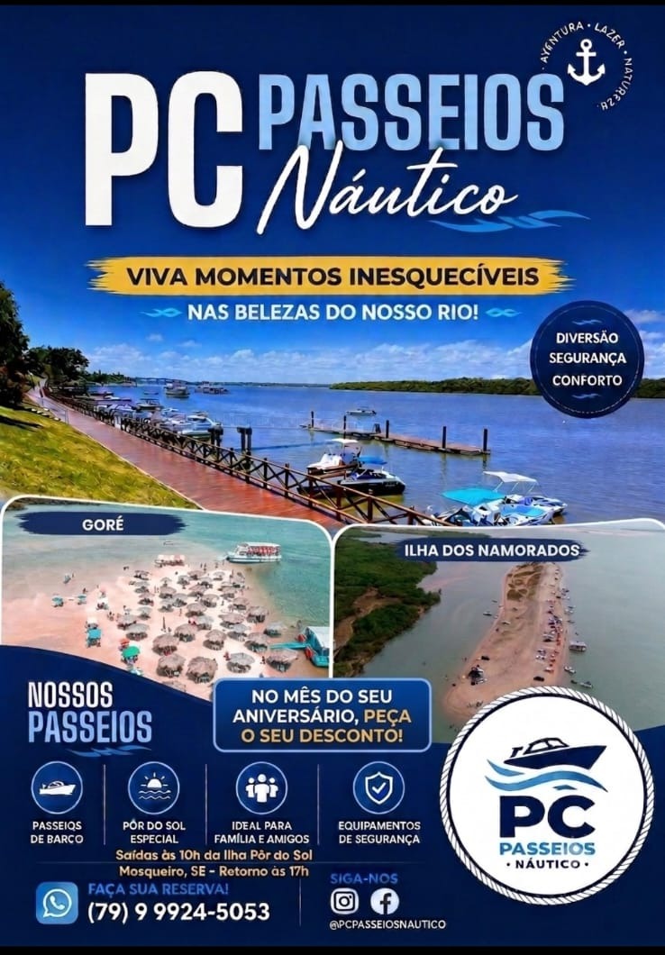 Folder PC Passeios Náutico — passeios de barco em Aracaju/SE